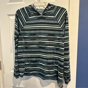 Title Nine Women’s Green Black Striped Performance Hoodie size XL